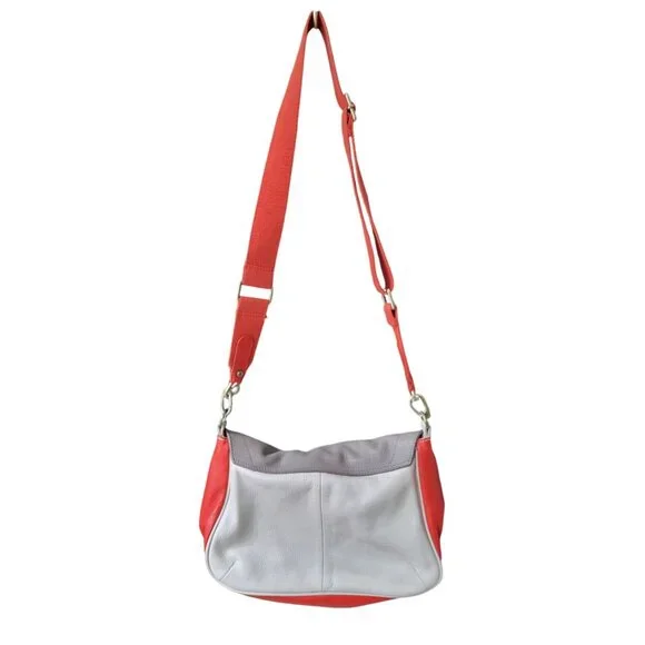 Boden Red & Gray Leather Crossbody Bag With Floral Lining - Picture 2 of 16